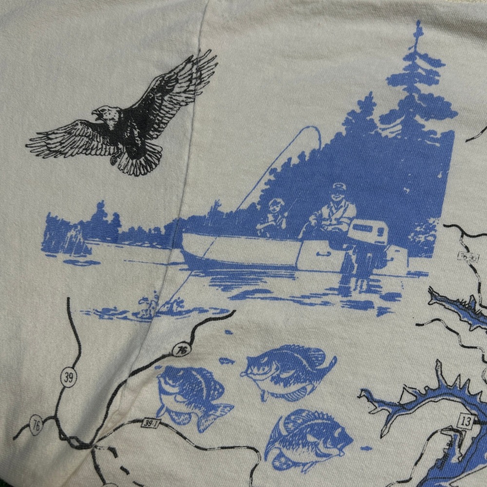 Vintage Delta Table Rock Lake AOP Map Graphic Tee Cream XL Men - Picture 10 of 16